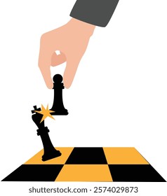 Pawn Dismisses a Queen on a Chess Board. Business strategy and sports activity concept vector art