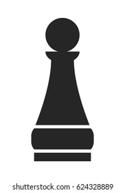 Pawn. Flat black icon, object of chess pieces. Vector illustration