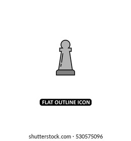 Pawn flat line colored icon. Chess figure
