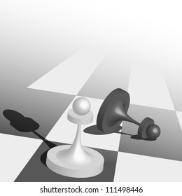 The pawn has won. Chess concept image.
