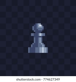 Pawn icon. Chess application. Pixel art style. 8-bit video game sprite. Game assets. Isolated abstract vector illustration.