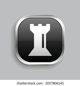 pawn icon design. Glossy Button style rounded rectangle isolated on gray background.. Vector illustration