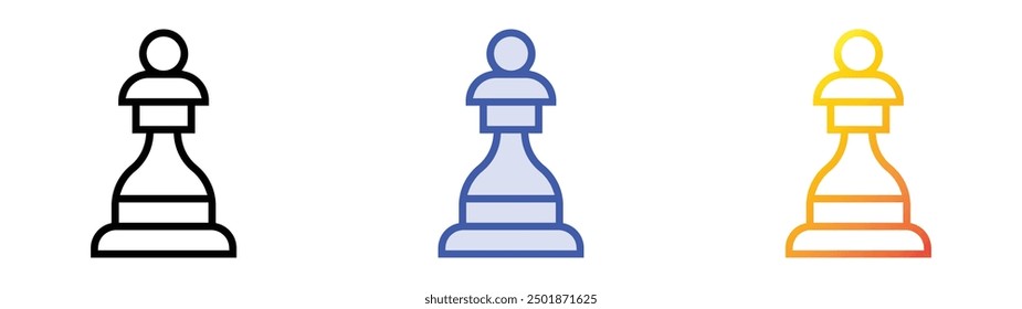 pawn icon. Linear, Blue Fill and Gradient Style Design Isolated On White Background