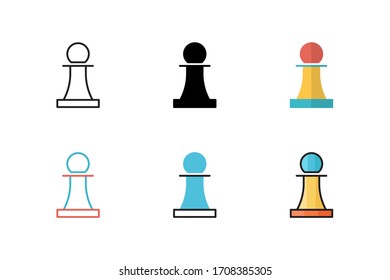 pawn icon vector illustration with different style design. isolated on white background