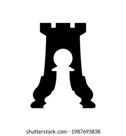Pawn inside the rook. Chess vector illustration.