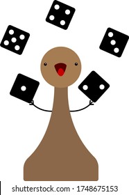 gafas de peón objeto de dados negros en el concepto de juegos de mesa de fondo blanco