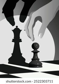 Pawn and king, chess illustration