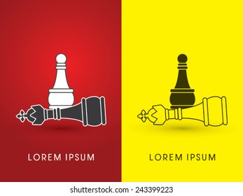 Pawn and King , Chess, logo, symbol, icon, graphic, vector .