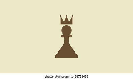 Pawn king vector icon. Chess vector logo