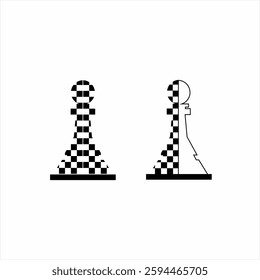 Pawn logo design with checkered chessboard concept.