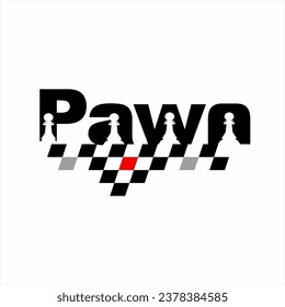 Pawn logo design with an illustration of the word "Pawn" with its symbol in negative space.