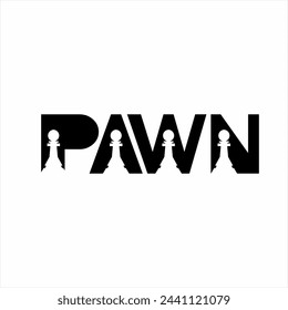 Pawn logo design. Illustration of the word pawn and its symbol for each letter.