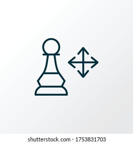 Pawn Multiple Directions Icon Line Symbol. Premium Quality Isolated Moves Element In Trendy Style.