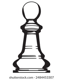 Pawn in outline and vector format. Pawn is a part of chess game.