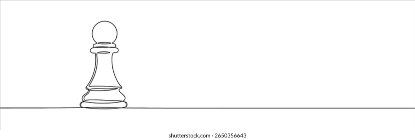 Pawn piece continuous one line drawing. Chess strategy symbol in line style. Vector illustration
