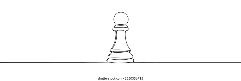 Pawn piece continuous one line drawing. Chess strategy symbol in line style. Vector illustration