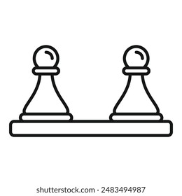 Pawn pieces on board icon outline vector. Chess game. Play figure