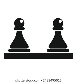 Pawn pieces on board icon simple vector. Chess game. Play figure