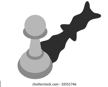 a pawn projecting the shadow of a queen