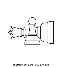 The Pawn and Queen icon vector chess pieces. Chessmen figure. 