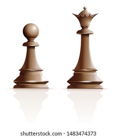   pawn and queen. Vector illustration isolated on white background