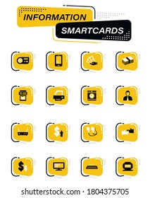 Pawn shop color vector icons on information smart cards for user interface design