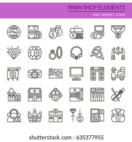 Pawn Shop Elements , Thin Line and Pixel Perfect Icons