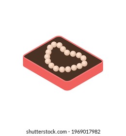 Pawn shop isometric composition with isolated image of beads in case vector illustration