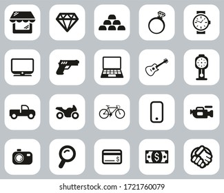 Pawn Shop Or Thrift Store Icons Black & White Flat Design Set Big