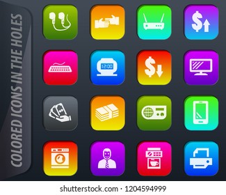 Pawn shop vector colored icons in the holes easily adapt to any background