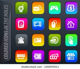 Pawn shop vector colored icons in the holes easily adapt to any background