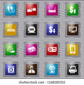Pawn shop vector glass icons for user interface design