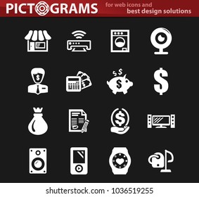 Pawn shop vector icons for user interface design