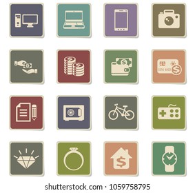 pawn shop vector icons for web and user interface design