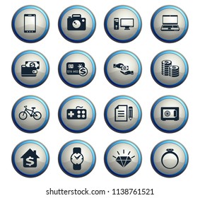 pawn shop vector icons for web and user interface design
