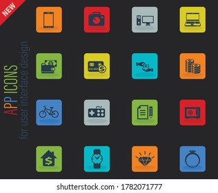 pawn shop vector icons for web and user interface design