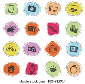 pawn shop vector icons for web and user interface design