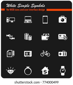 pawn shop vector icons for web and user interface design