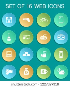 pawn shop web icons on colorful round buttons