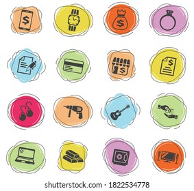 pawn shop web icons for user interface design