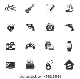 pawn shop web icons for user interface design