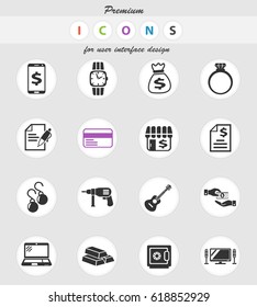 pawn shop web icons for user interface design
