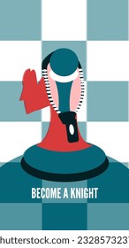 A pawn that will be promoted to knight in a game of chess, in order to celebrate world chess day