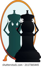 Pawn trying on the Queen's crown. Every pawn dreams of becoming a Queen.