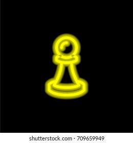 Pawn yellow glowing neon ui ux icon. Glowing sign logo vector