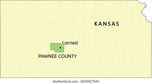 Pawnee County and city of Larned location on Kansas state map