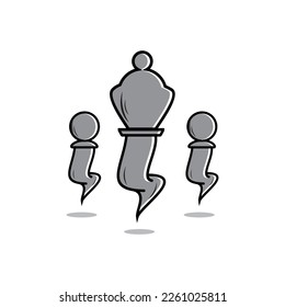 pawns and kings in a chess game illustrated like ghosts.