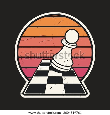 Pawns on chess board vector design, chess vintage t-shirt design
