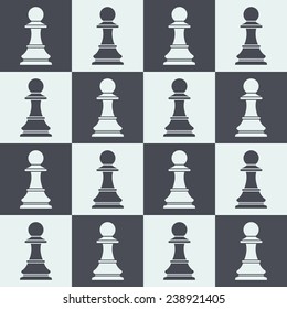  pawns on chessboard. chess pieces seamless pattern