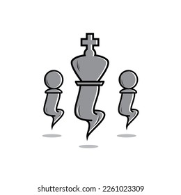 pawns and queens in a chess game illustrated like ghosts.
